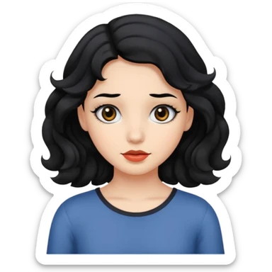 chica con pelo  negro y hasta los ho,bros  ondulada y ojos negros sticker