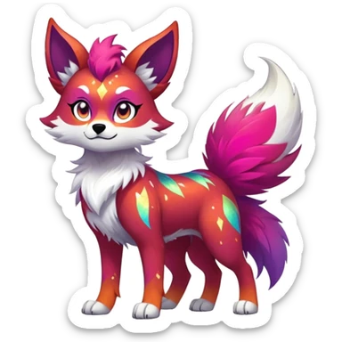 Vibrant edgy badass cool Falvie-Fionbri-creature-sparkle-canine-fursona, full body, with random markings sticker