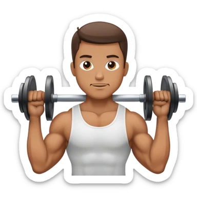 Man lifting weights while reading a bible sticker