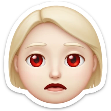Standard Emoji face with red eyes and a bored face  sticker