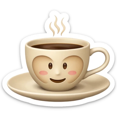 light beige strict coffee cup on saucer, minimalism, Apple emoji style, no text sticker