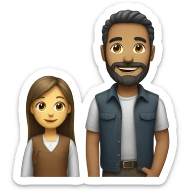 smiling girl with bearded man sticker
