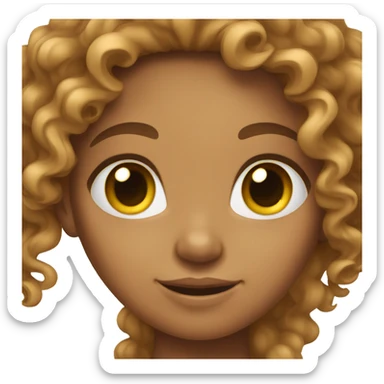 Tan skinned girl with  long brown curly hair sticker