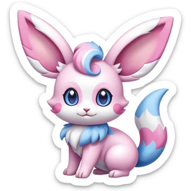 Shiny Vibrant Colorful Rare Sylveon-Minccino-Espurr-Cinccino-creature-hybrid sticker