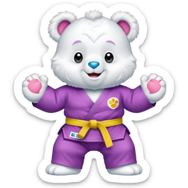 Good luck Care bear wearing a jiu jitsu gi sticker