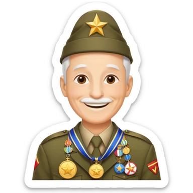 Veteran with medals, smiling, festive atmosphere May 9 sticker