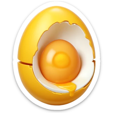 egg object icon, cracked egg with yolk, 3D cartoon, mobile game icon style, clean background, no text, no watermark
 sticker
