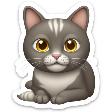 Brownish grayish Cat scrolling on phone  sticker