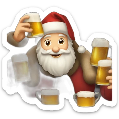 Père Noël et des enfants qui boivent de la bière sticker