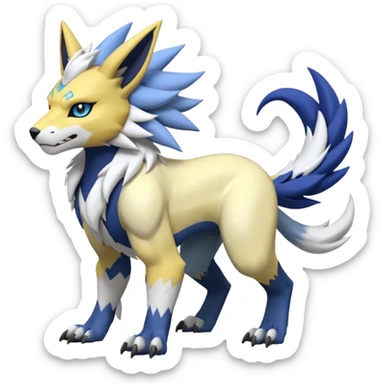 WereGarurumon-Zeraora-Renamon-Absol-fusion-hybrid-creature (full body) sticker