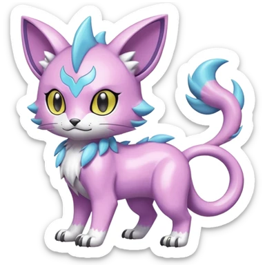 Pastel Shiny Cute Elegant Realistic Adorable Pretty Beautiful Meicoomon-Gatomon-Liepard-Pokémon-Digimon-Fakémon-fusion-hybrid-creature sticker