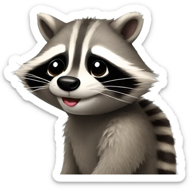 Raccoon making a kissy face with a small heart coming from their cheek sticker