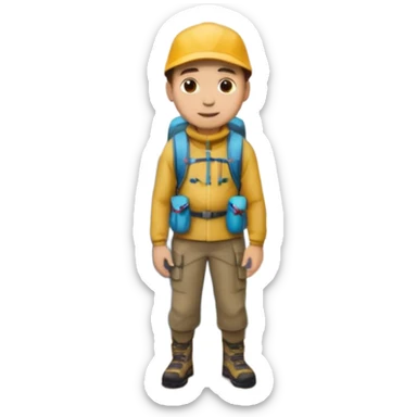 man standing on a mountain peak, apple style emoji sticker