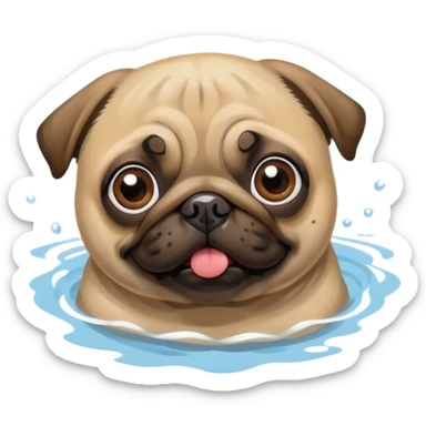Pug  nadando sticker