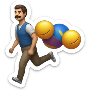  Expressively strenuously carrying heavy balls white Cuban Man with mustache sticker