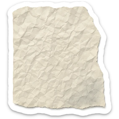 crumpled paper with jagged torn edge and faded watercolor shadows, transparent background, no face, no hands, no legs, no characters sticker