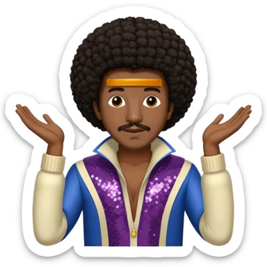 Walter Williams from The O'Jays with dark brown afro hair, cream sequin outfit sticker