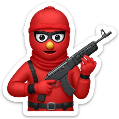 elmo with an AK47 and anbalaclava sticker