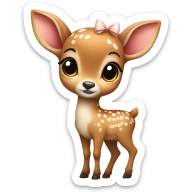 Cute fawn with bow,innocent,coquette sticker