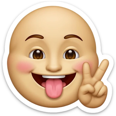 Emoji with his tongue out and doing the peace sign  sticker