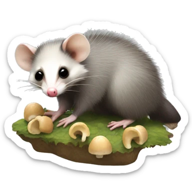 Virginia Opossum foraging mushrooms sticker