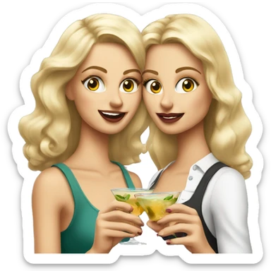 Two pretty blonde girls holding dirty martinis sticker