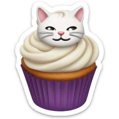 Cupcake with a Cat head and cream on top sticker