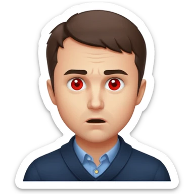 Charlie kirk with red dot on neck and scared expression on face sticker