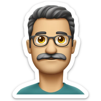 informatico moreno GORDO con lentes SIN BIGOTE sticker