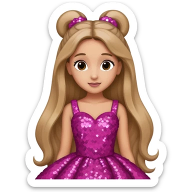 Ariana Grande with long dark blonde hair, dark pink sequin dress sticker