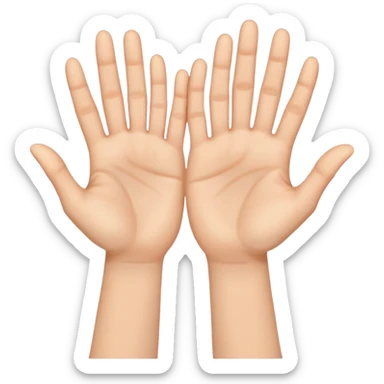 two hands with palms close together, showing all ten fingers sticker