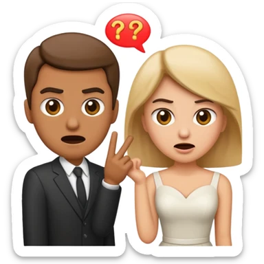 married couple arguing, emoji style sticker