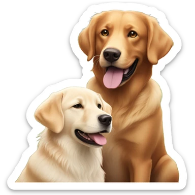 Dark Fox red Labrador and white golden retriever smiling together sticker