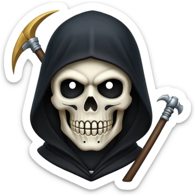 Icon of the Grim Reaper's face. коса полный рост sticker