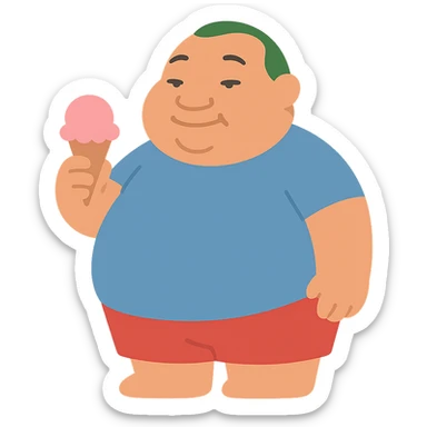 fat man with ice cream, inspired by Lilo and Stitch sticker