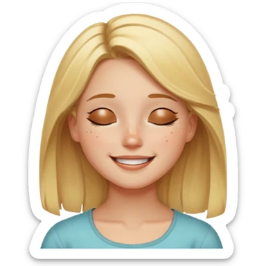 Happy blonde girl with eyes closed and mouth smiling sticker