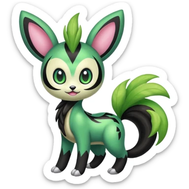 Colorful fuzzy Exotic Meloetta-Virizion-Venom-Stitch-Fakémon-fursona-creature-hybrid sticker