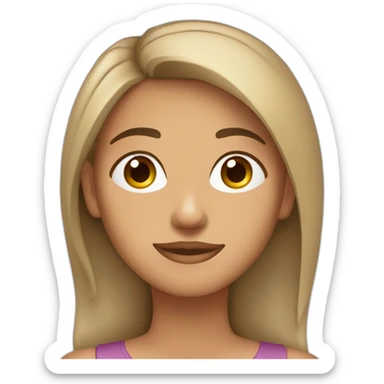 Mujer mediana edad Pelo largo y moreno, tez blanca, nariz chata, ojos un poco rasgados y marrones y la cara redondo da sticker