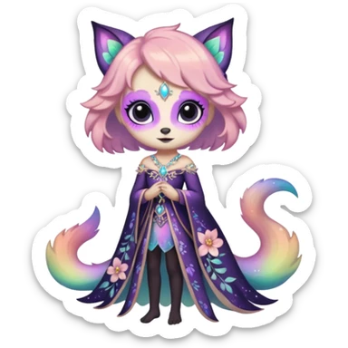 Multicolored sparkly pastel dark iridescent light pale gloomy spooky cute adorable pretty cool elegant realistic floral exotic Falvie-Fionbri, full body sticker