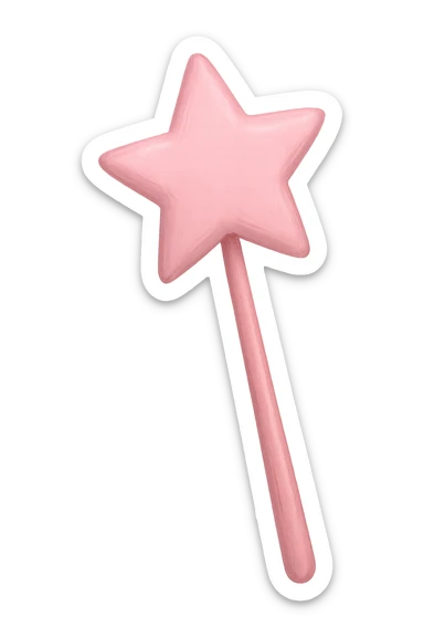 pink star wand, digital illustration sticker