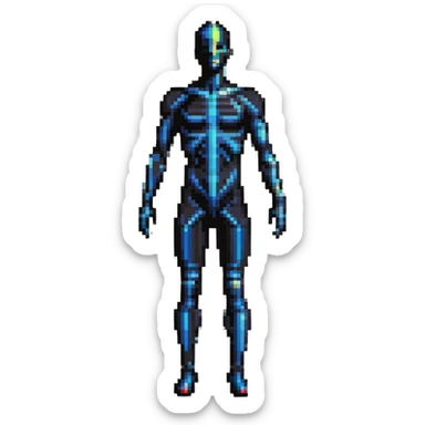 Human body silhouette with digital 3D scanning grid lines covering it, futuristic body scan sticker