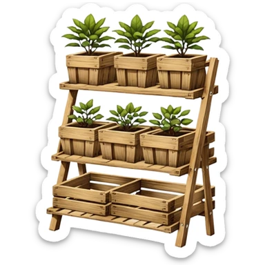 Plant racks made from the wood of old oak pallets  sticker