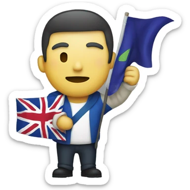 man crossing arms with UE flag sticker