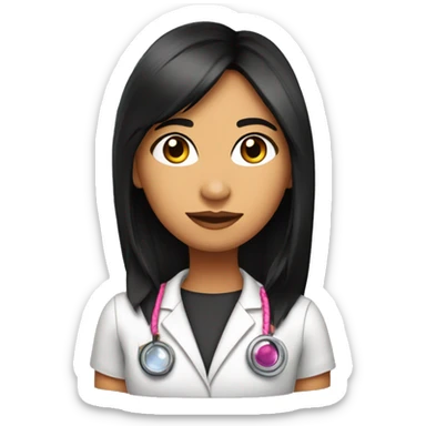  young beautiful Native American female idol scientist with feather earrings & long black hair with pink accents sticker