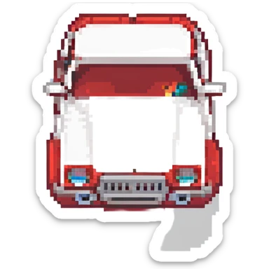 lego style Dacia car, isometric angle, red and white bricks sticker