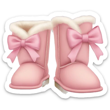 Pastel pink ugg shoes with bows  sticker