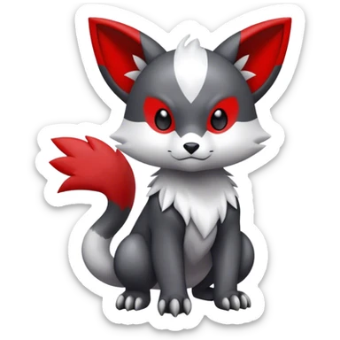 Cute cool black red white grey animal hybrid Fakemon full body sticker