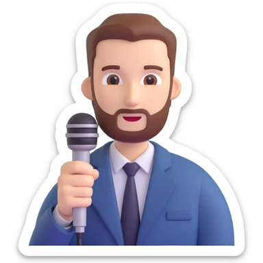 Vavinews Man, professional news reporter with microphone sticker