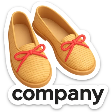 3D emoji style emoji of straw shoes with text "company" sticker