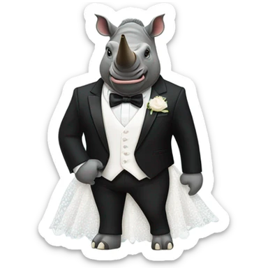 Rhino in a tux and cheetah in a wedding dress sticker